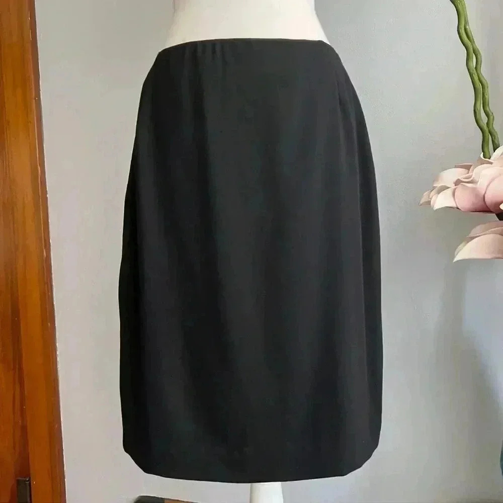 Valentino Wool Pencil Skirt Knee Length Women's Size 12 Black Made in Italy